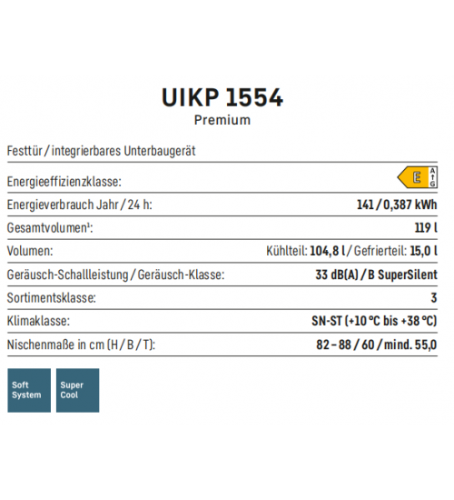 LIEBHERR利勃海尔 UIKP 1554  台下嵌入式单门冰箱